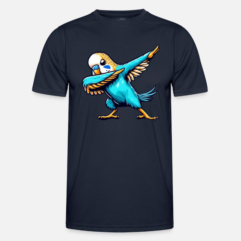 Cool Budgie Dabbing Comic - Men's Functional T-Shirt - navy