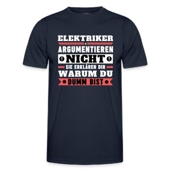 Electricians don't argue - Men's Functional T-Shirt - navy - Front - AI Model Male 178 dark (178cm)