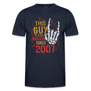 Ce mec est rock depuis l’anniversaire du millésime 2007 - T-shirt sport Homme - bleu marine - Devant - AI Model Male 178 dark (178cm)