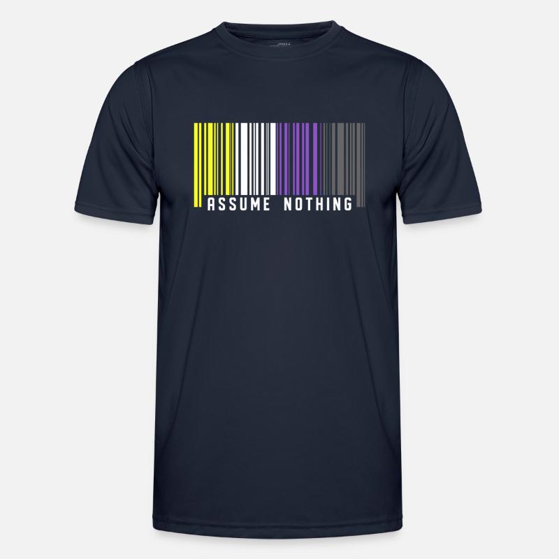Nonbinary | Nichtbinärer Stolz Barcode Flagge - Männer Funktions-T-Shirt - Navy