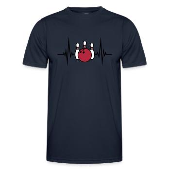 pulse frequency heartbeat 3 pins hit bowling overt - Men's Functional T-Shirt - navy - Front - AI Model Male 178 dark (178cm)