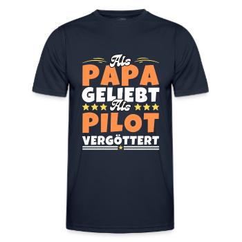 Als Papa geliebt, als Pilot vergöttert - Männer Funktions-T-Shirt - Navy - Vorne - AI Model Male 178 dark (178cm)
