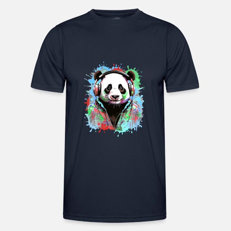 Panda, Kopfhörer,panda mit kopfhörer, illustration - Männer Funktions-T-Shirt - Navy