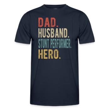 Stuntman Papa Ehemann Held - Männer Funktions-T-Shirt - Navy - Vorne - AI Model Male 178 dark (178cm)