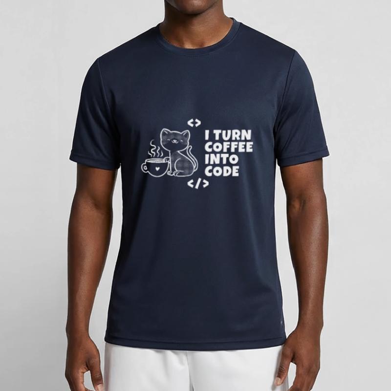 I turn coffee into code Programmierer Entwickler Männer Funktions-T-Shirt