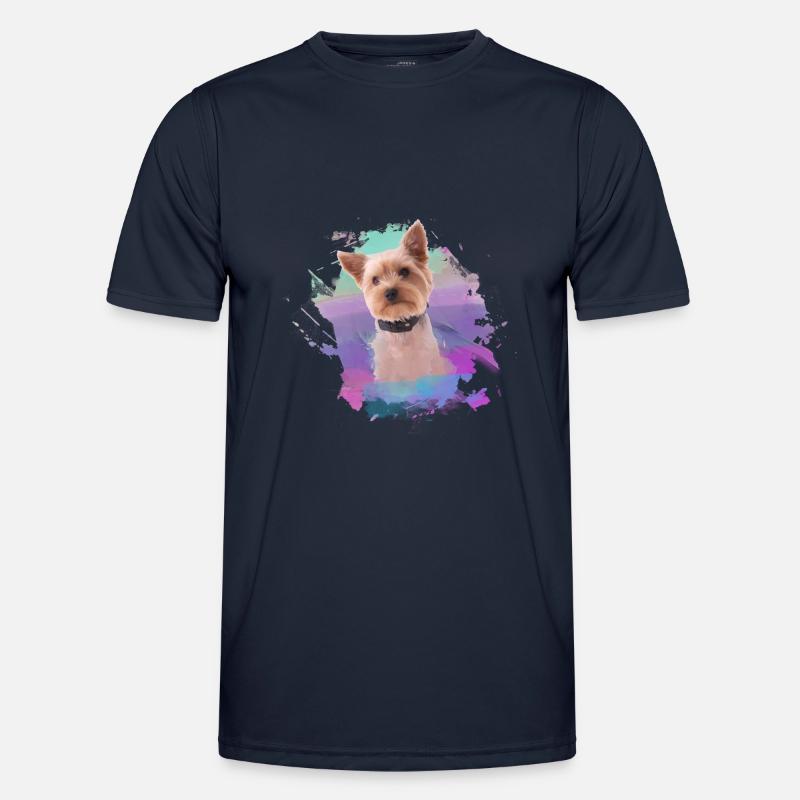 yorkshire terrier, hund, graffiti,terrier, bunt - Männer Funktions-T-Shirt - Navy