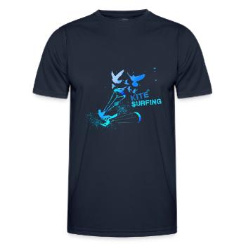 kitesurf, surf, surfeur, vague, bleu, oiseaux - T-shirt sport Homme - bleu marine - Devant - AI Model Male 178 dark (178cm)