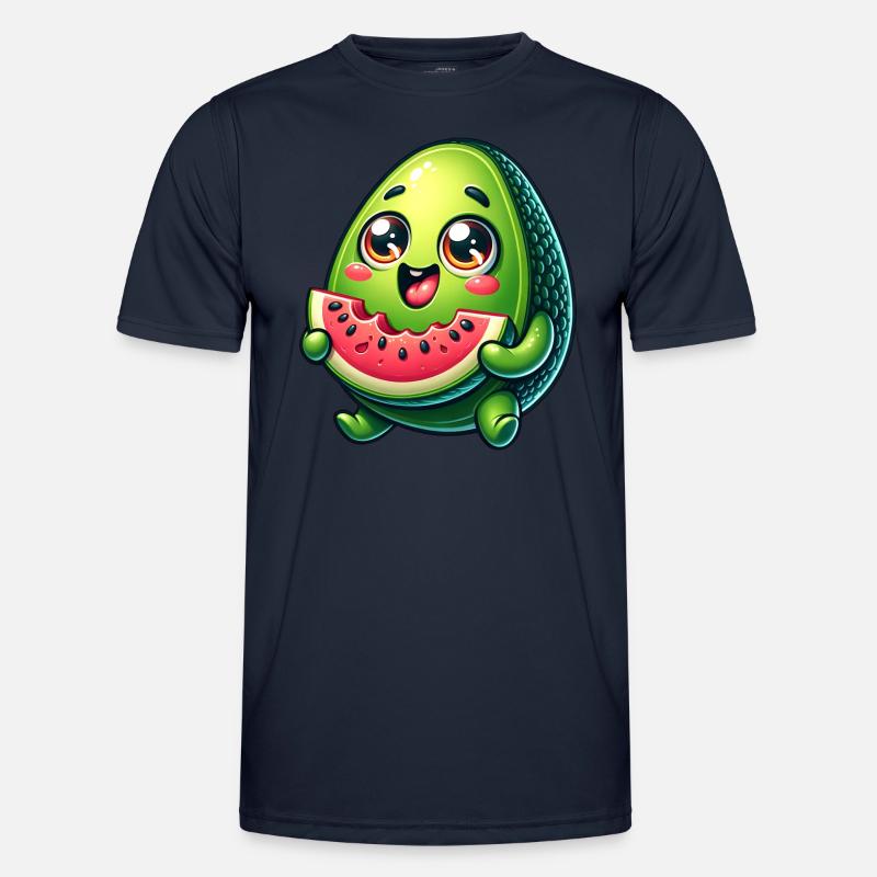 Avocado & Wassermelone Süßes Comic - Männer Funktions-T-Shirt - Navy