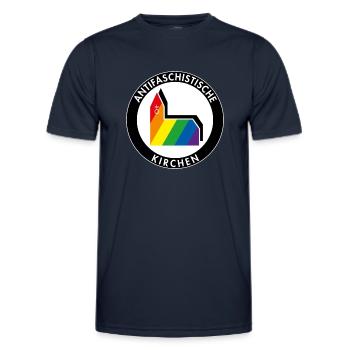 Antifaschistische Kirchen - Männer Funktions-T-Shirt - Navy - Vorne - AI Model Male 178 dark (178cm)