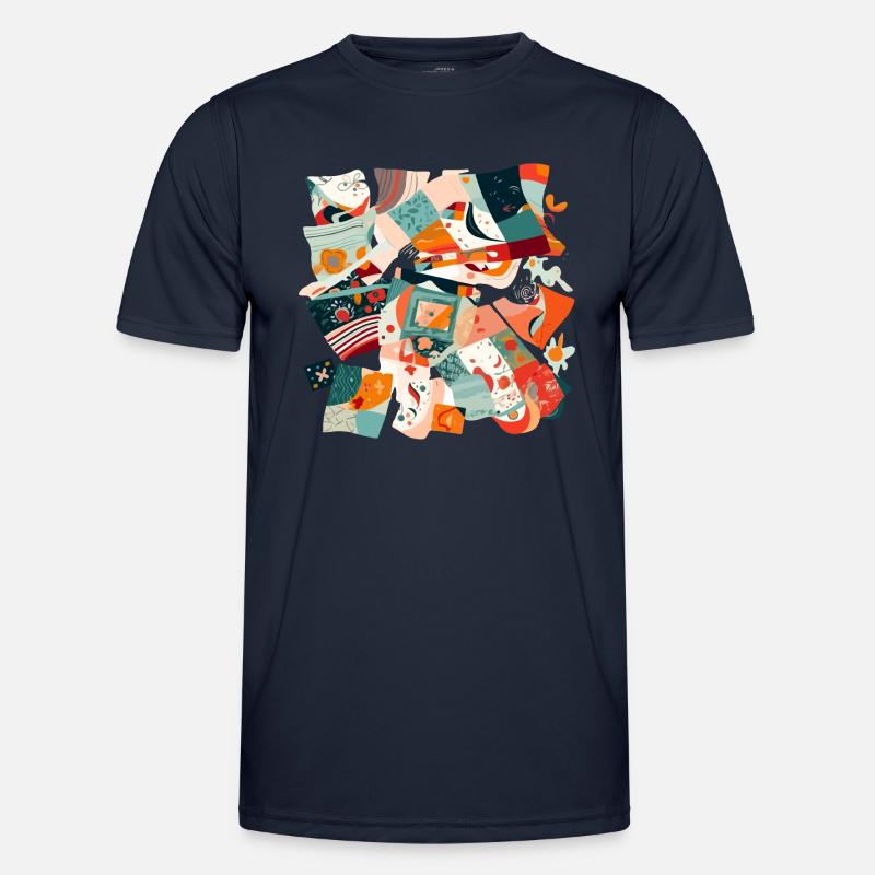 Patchwork aus Stoff - Männer Funktions-T-Shirt - Navy