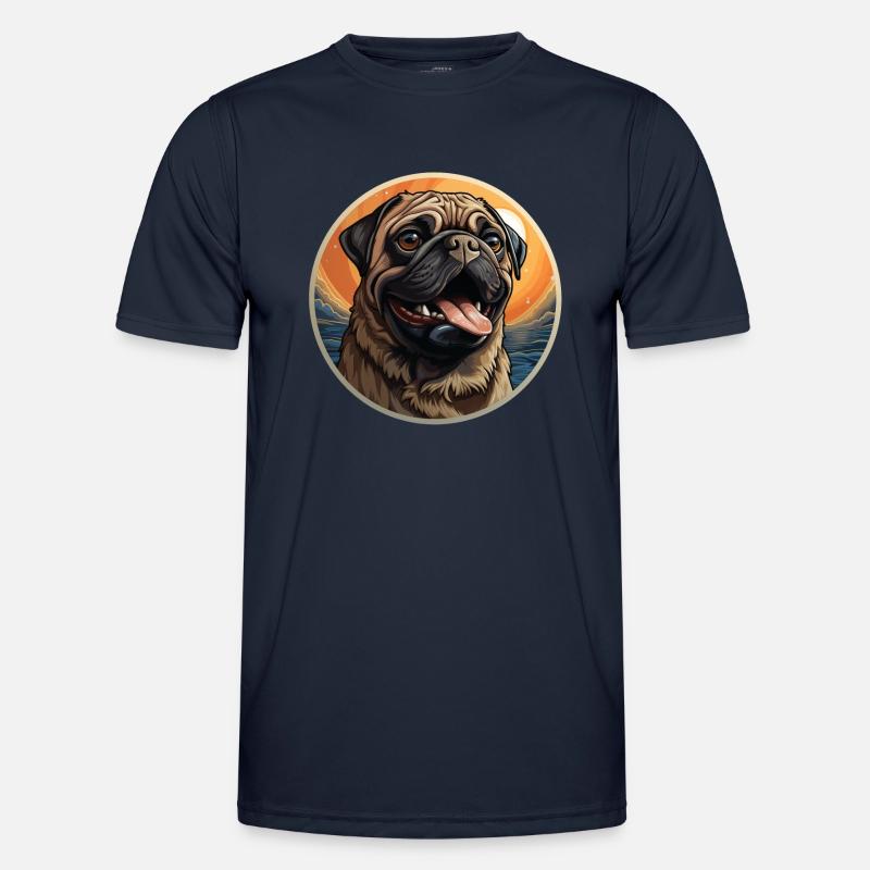 Treu blickender Mops Kopf - Männer Funktions-T-Shirt - Navy