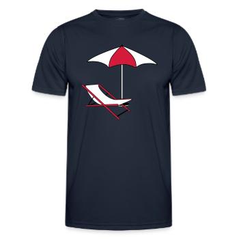 schirm sonnenschirm liegestuhl strandstuhl urlaub - Männer Funktions-T-Shirt - Navy - Vorne - AI Model Male 178 dark (178cm)