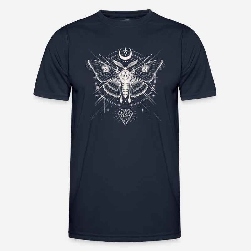 Mystical Moths Geometry Esoteric - Men's Functional T-Shirt - navy