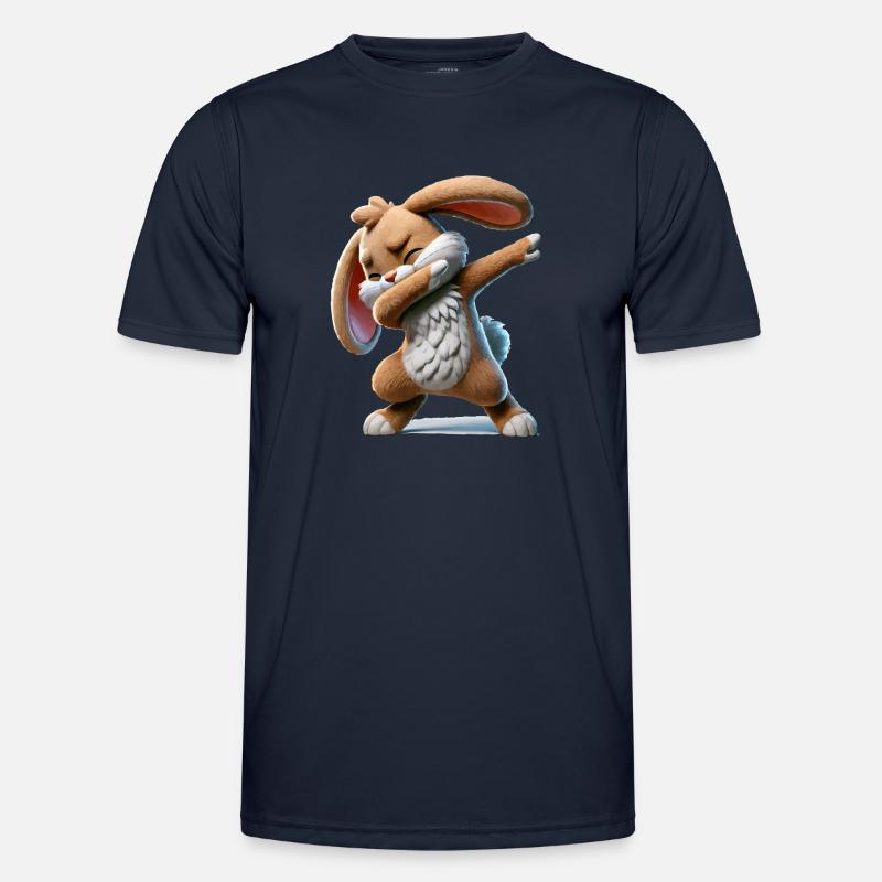 Rabbit Dabbing Comic - Men's Functional T-Shirt - navy