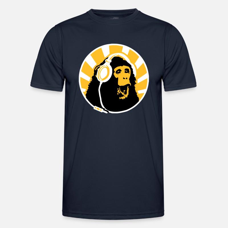 Monkey with Headphones - Men's Functional T-Shirt - navy