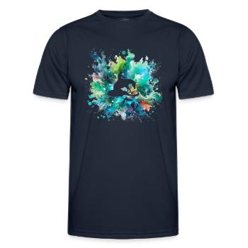 Farbkleckser mit Reiner ausgeschnitten blau grün - Männer Funktions-T-Shirt - Navy - Vorne - AI Model Male 178 dark (178cm)