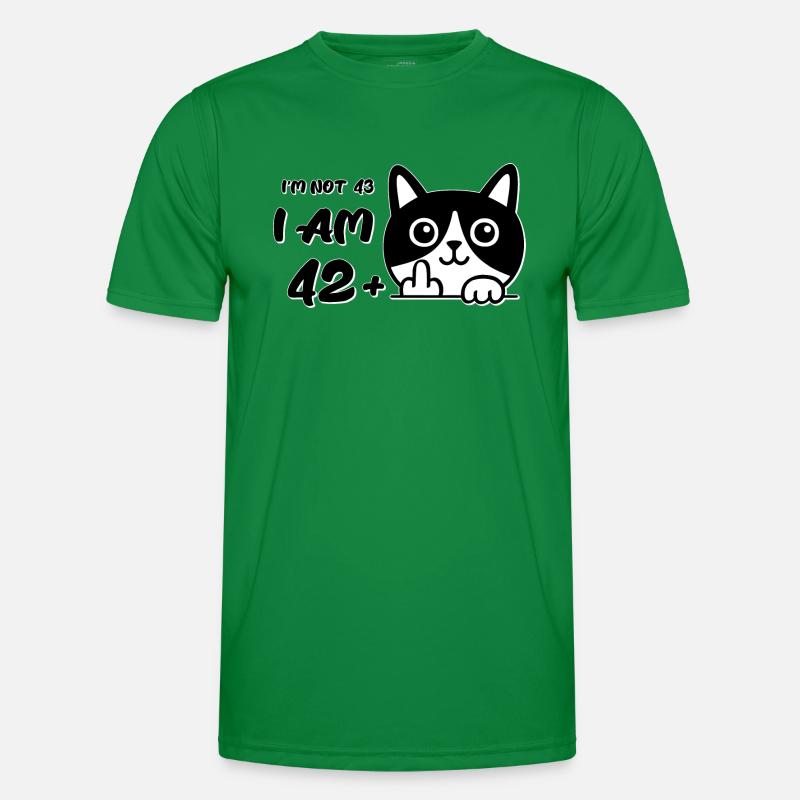 Ich bin nicht 43, ich bin 42 plus 1 Mittelfinger Katzenflip Männer Funktions-T-Shirt