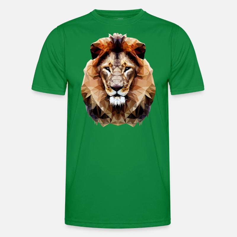 Moderner Polygon Löwe Männer Funktions-T-Shirt