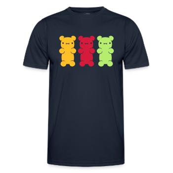 3 colorful gummy bears - Men's Functional T-Shirt - navy - Front - AI Model Male 178 dark (178cm)
