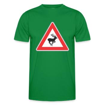 Signalisation routière cerfs - T-shirt sport Homme - vert - Devant - AI Model Male 178 dark (178cm)
