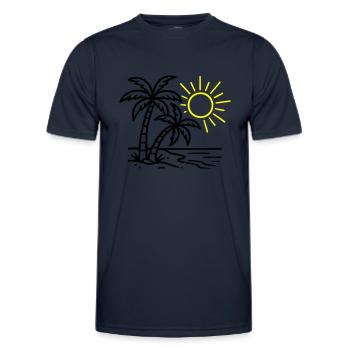 Island Palm Trees Beach - Men's Functional T-Shirt - navy - Front - AI Model Male 178 dark (178cm)