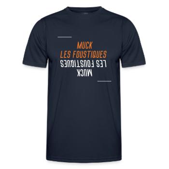 Muck Les Foustiques Deteste les Piqûres moustiques - T-shirt sport Homme - bleu marine - Devant - AI Model Male 178 dark (178cm)