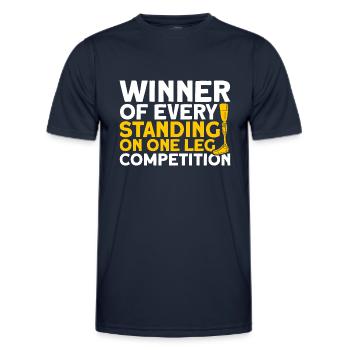 Concours unijambiste Cadeau pour amputés - T-shirt sport Homme - bleu marine - Devant - AI Model Male 178 dark (178cm)