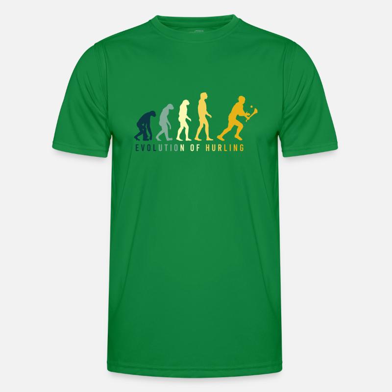 Die Evolution von Hurling Männer Funktions-T-Shirt