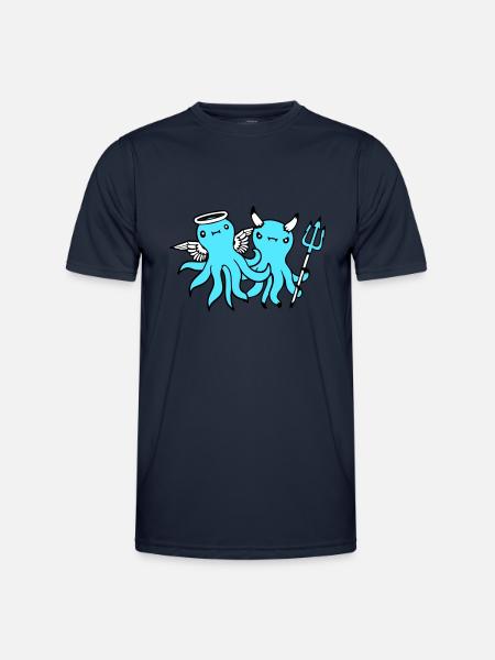 2 Octopus Devil Angel Heaven Hell Team Friends - Men's Functional T-Shirt - navy