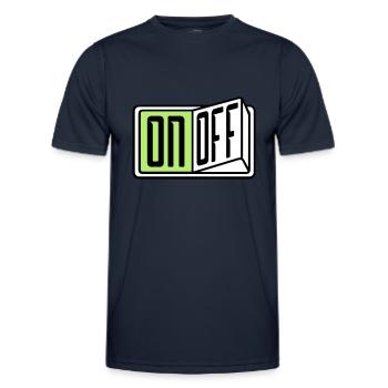 on off switch button button turn off - Men's Functional T-Shirt - navy - Front - AI Model Male 178 dark (178cm)