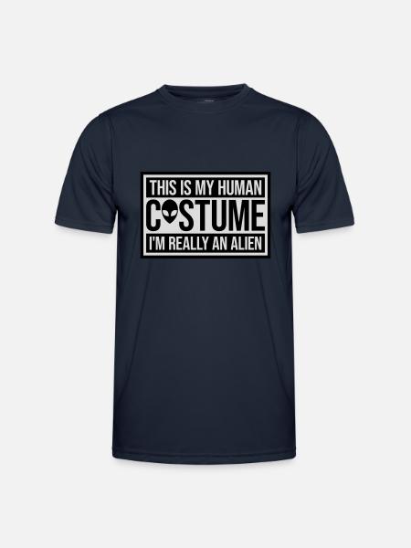 human costume alien quote - Men's Functional T-Shirt - navy