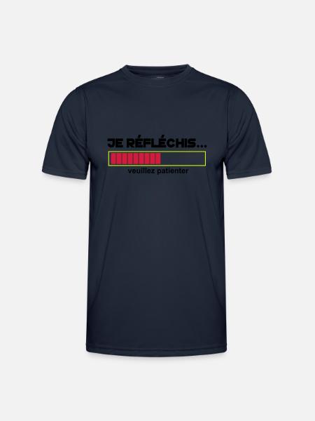 JE Réfléchis,drôle,citations,humour,formes - T-shirt sport Homme - bleu marine
