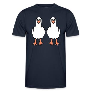 2 Möwen Mittelfinger Beleidigung Stinkefinger Team - Männer Funktions-T-Shirt - Navy - Vorne - AI Model Male 178 dark (178cm)