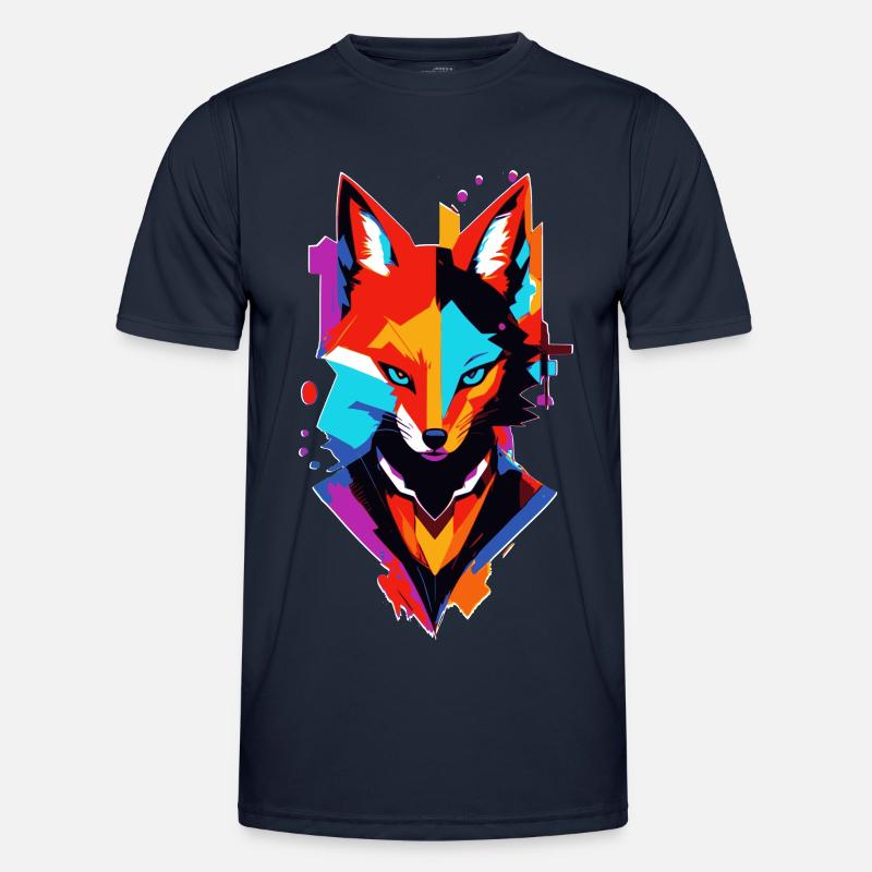 bunter comic Fuchs - Männer Funktions-T-Shirt - Navy