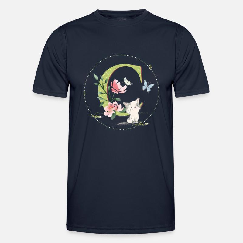 Anfangsbuchstabe C mit Katze - Männer Funktions-T-Shirt - Navy