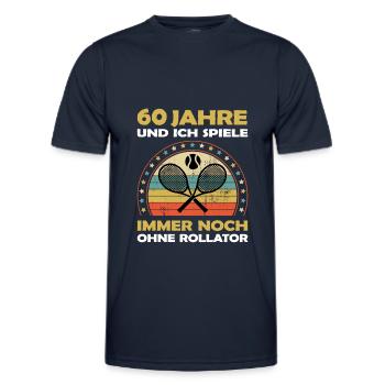 Lustiges Tennisspieler 60 Jahre alt zum Geburtstag - Männer Funktions-T-Shirt - Navy - Vorne - AI Model Male 178 dark (178cm)