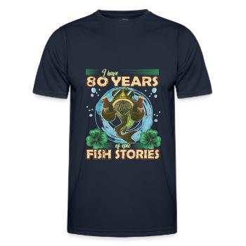 80 Year Old Birthday Fun Fishing & Fishing - Men's Functional T-Shirt - navy - Front - AI Model Male 178 dark (178cm)