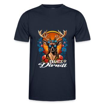 Tracht & Trachten Hirsch Ersatz Dirndl - Männer Funktions-T-Shirt - Navy - Vorne - AI Model Male 178 dark (178cm)