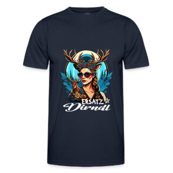 Tracht & Trachten Hirsch Ersatz Dirndl - Männer Funktions-T-Shirt - Navy - Vorne - AI Model Male 178 dark (178cm)
