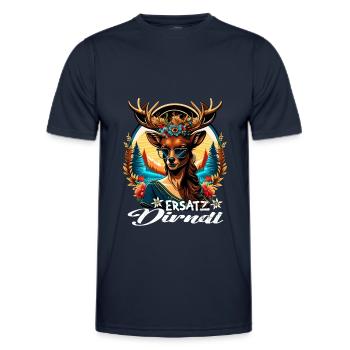 Tracht & Trachten Hirsch Ersatz Dirndl - Männer Funktions-T-Shirt - Navy - Vorne - AI Model Male 178 dark (178cm)