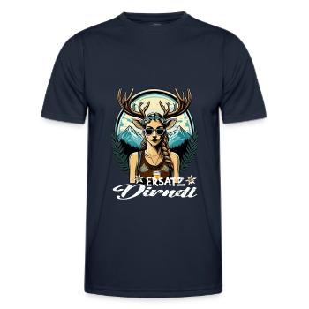 Tracht & Trachten Hirsch Ersatz Dirndl - Männer Funktions-T-Shirt - Navy - Vorne - AI Model Male 178 dark (178cm)