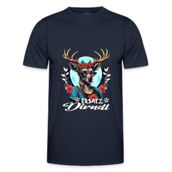 Tracht & Trachten Hirsch Ersatz Dirndl - Männer Funktions-T-Shirt - Navy - Vorne - AI Model Male 178 dark (178cm)