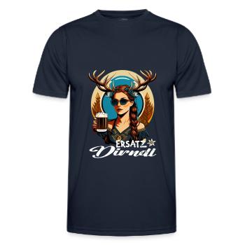 Tracht & Trachten Hirsch Ersatz Dirndl - Männer Funktions-T-Shirt - Navy - Vorne - AI Model Male 178 dark (178cm)