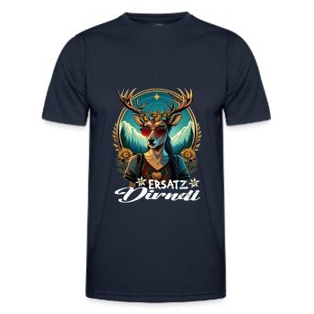 Tracht & Trachten Hirsch Ersatz Dirndl - Männer Funktions-T-Shirt - Navy - Vorne - AI Model Male 178 dark (178cm)