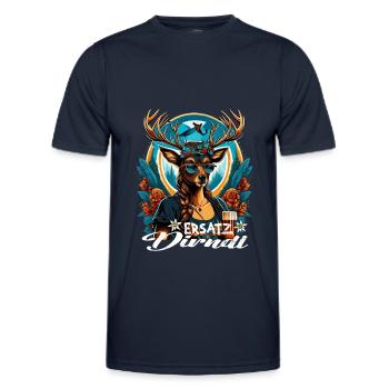Tracht & Trachten Hirsch Ersatz Dirndl - Männer Funktions-T-Shirt - Navy - Vorne - AI Model Male 178 dark (178cm)