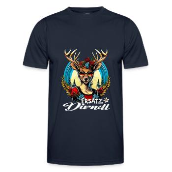 Tracht & Trachten Hirsch Ersatz Dirndl - Männer Funktions-T-Shirt - Navy - Vorne - AI Model Male 178 dark (178cm)