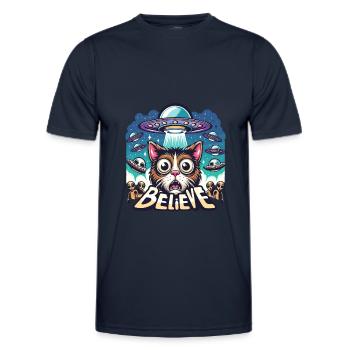 Drôle Alien Alien Croire - T-shirt sport Homme - bleu marine - Devant - AI Model Male 178 dark (178cm)