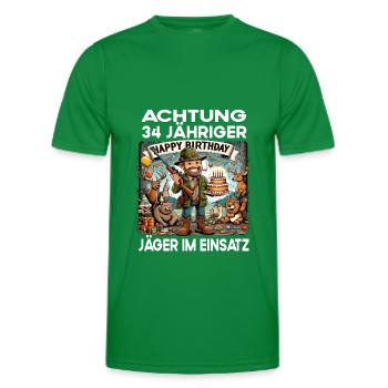 Lustiges Jäger Förster Geburtstag 34 Jahre alt - Männer Funktions-T-Shirt - Kelly Green - Vorne - AI Model Male 178 dark (178cm)