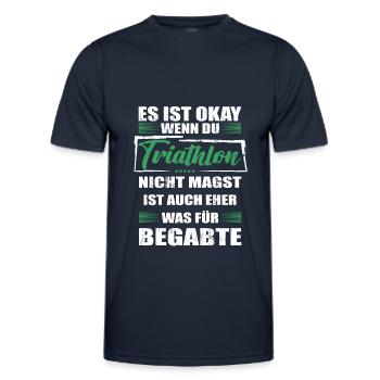 Triathlon Lustiger Spruch für Mann & Frau - Männer Funktions-T-Shirt - Navy - Vorne - AI Model Male 178 dark (178cm)