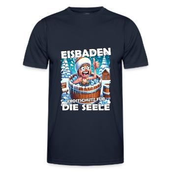 Eisbaden Winterbaden Lustig - Männer Funktions-T-Shirt - Navy - Vorne - AI Model Male 178 dark (178cm)